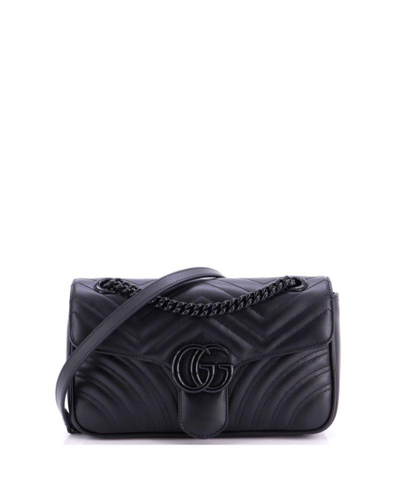 Small GG Marmont Monochrome Flap Bag Matelasse Leather