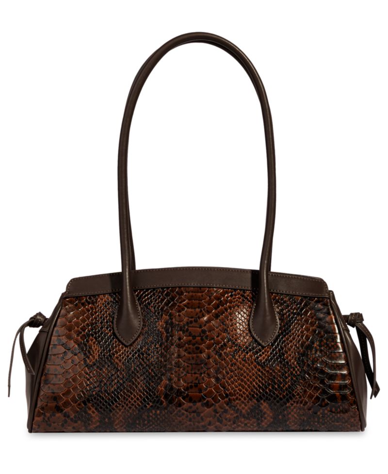 Elaina East West Embossed Snake Shoulder Handbag