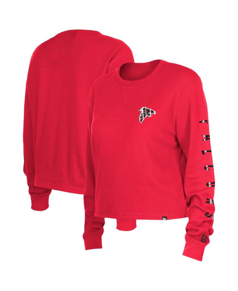 Women's Red Atlanta Falcons Thermal Crop Long Sleeve T-shirt