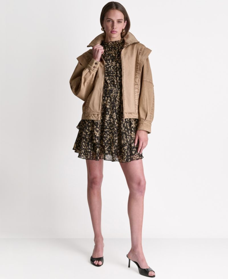Women's Acid Wash Collared Oversize Jacket