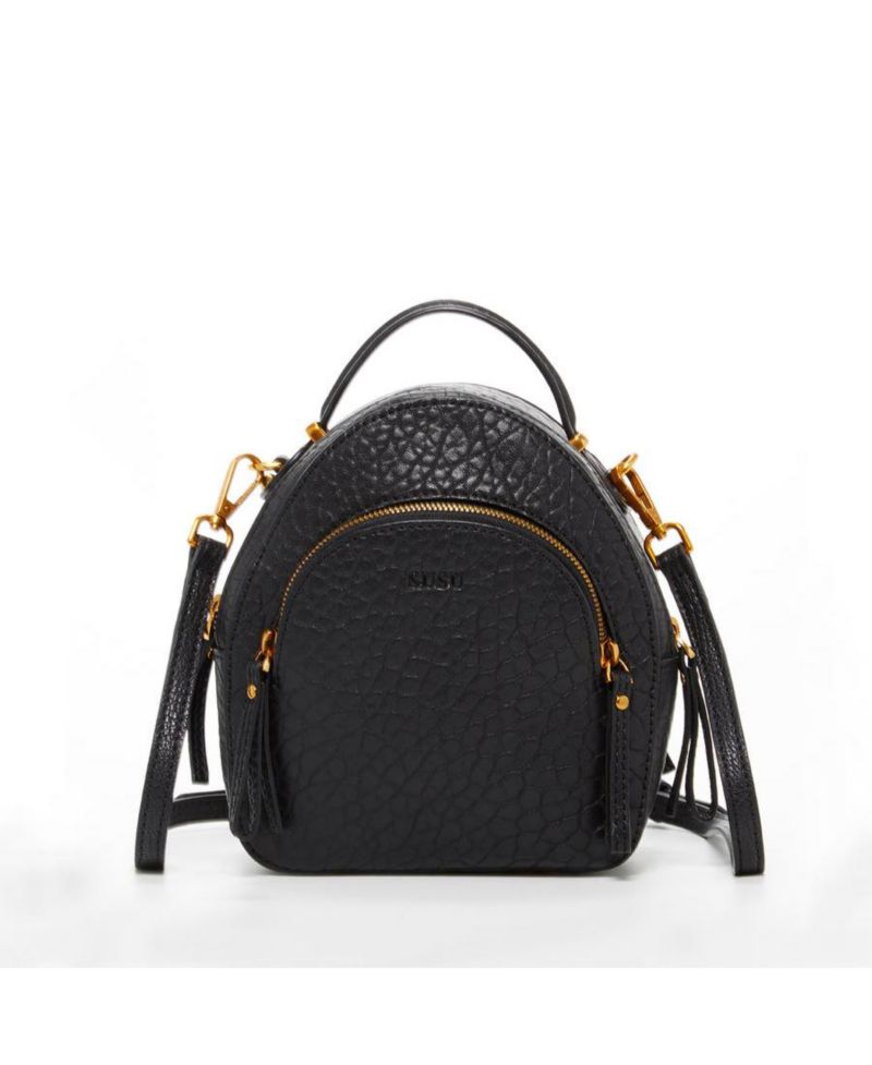Small Black Leather Backpack Purse for Women Convertible Crossbody Bag Women's Handbag