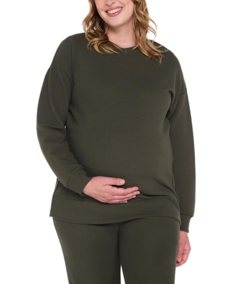 Relaxed-Fit Long-Sleeve Side-Zip Crewneck Tunic