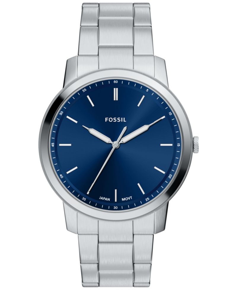 Men's Minimalist Three-Hand Stainless Steel Watch 44mm