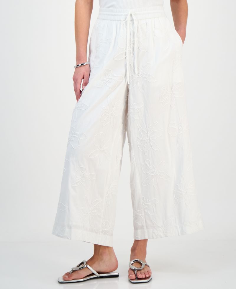 Petite Jacquard High-Rise Wide-Leg Pants