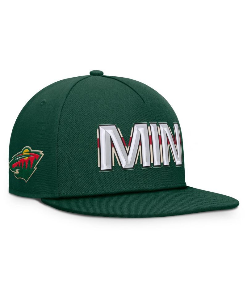 Men's Green Minnesota Wild Authentic Pro Rink Team Code Snapback Hat