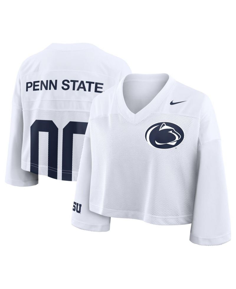 Women's White Penn State Nittany Lions Cropped Mesh Dri-FIT Fashion Jersey