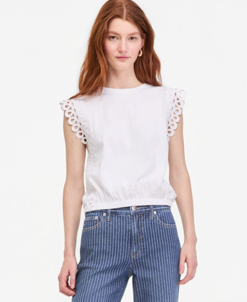 Women's Flutter-Sleeve Bubble Hem Top