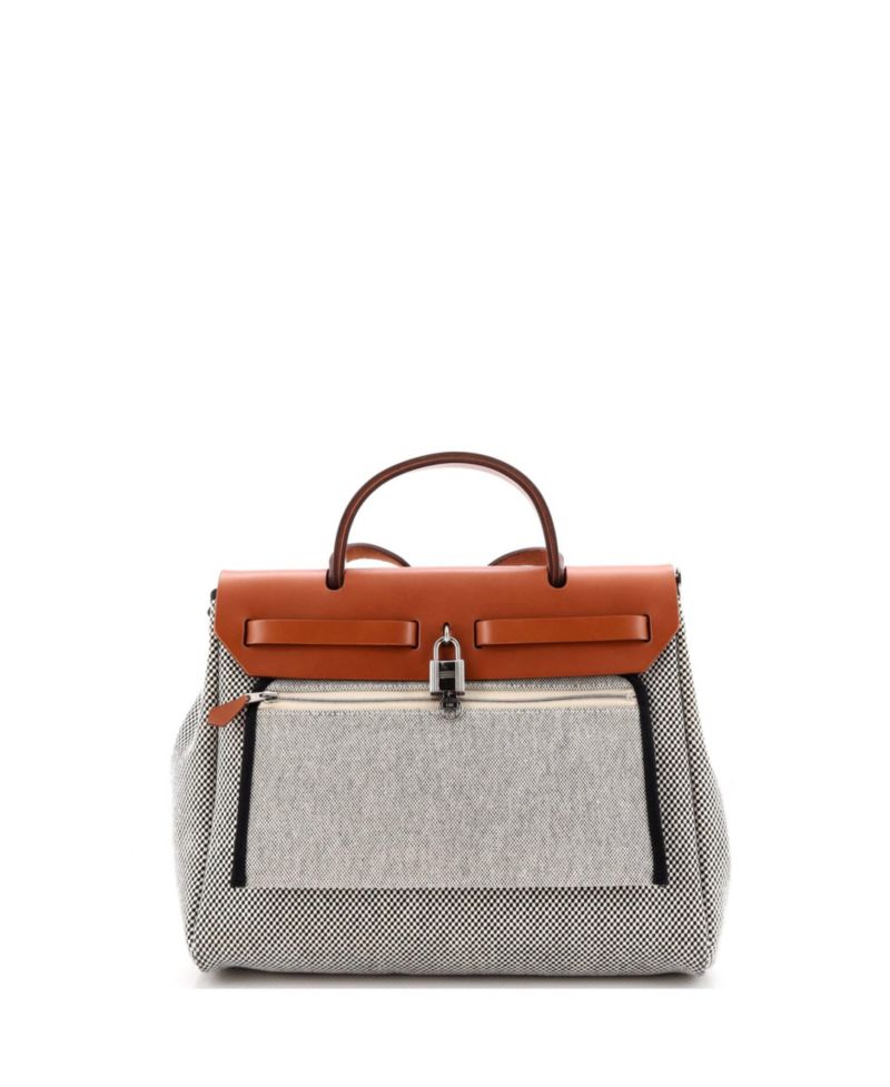 Pre-Owned HERMES Pre-Owned Hermes 31 Herbag Zip Criss Viking Toile and Leather