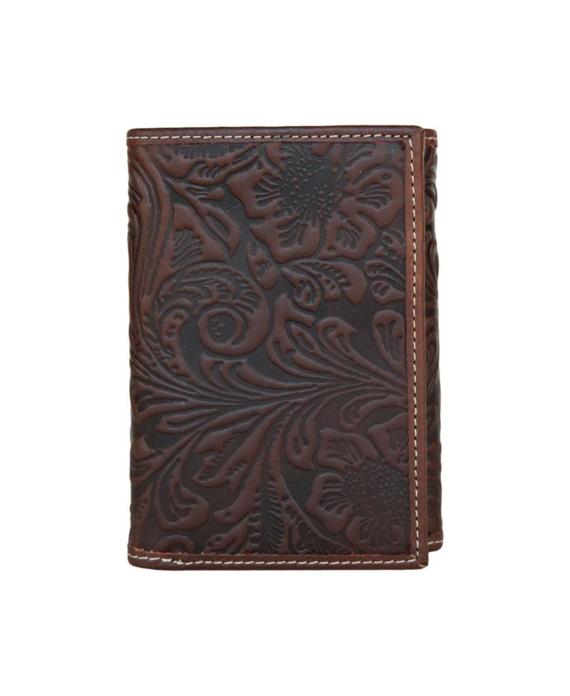Men's Western Embossed Leather Trifold Wallet