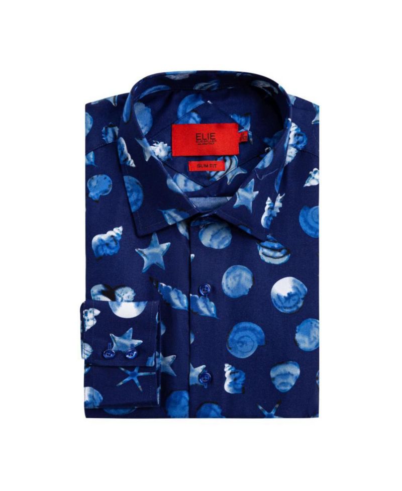 Men's Slim Fit Sea Shell Print Shirt