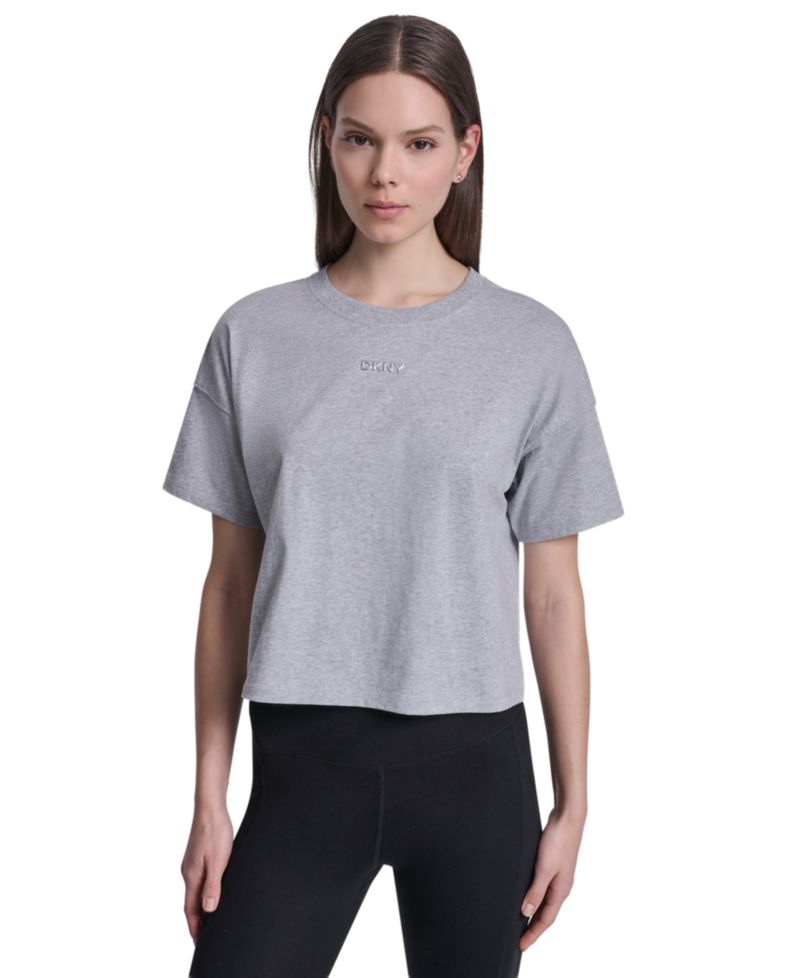 Women's Metallic Bubble Logo Drop Shoulder Pull-On T-Shirt