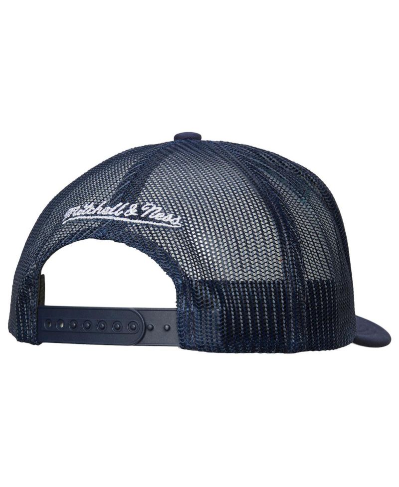 Men's White/Deep Sea Blue Seattle Kraken Gridlock Trucker Adjustable Hat