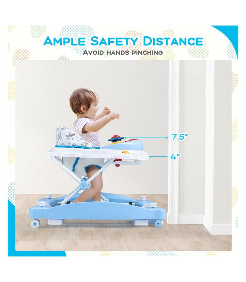 Foldable 6 in 1 Baby Walker with Adjustable Height for Infant Mobility and Play