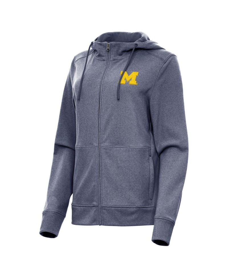 Women's Heather Navy Michigan Wolverines Seeker Full-Zip Hoodie Jacket