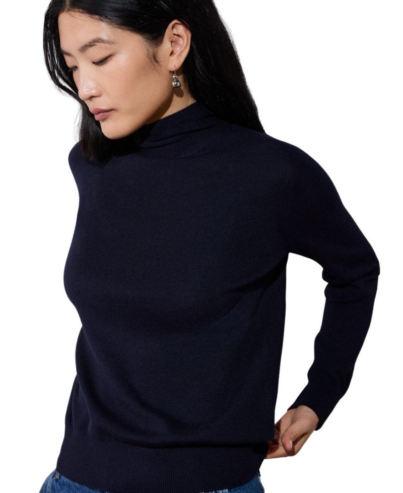 Women's Tie-Neck Long-Sleeve Fitted Knit Jumper