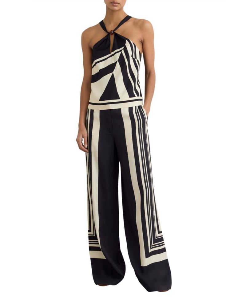 Women's Wide-Leg Scarf-Print Trousers