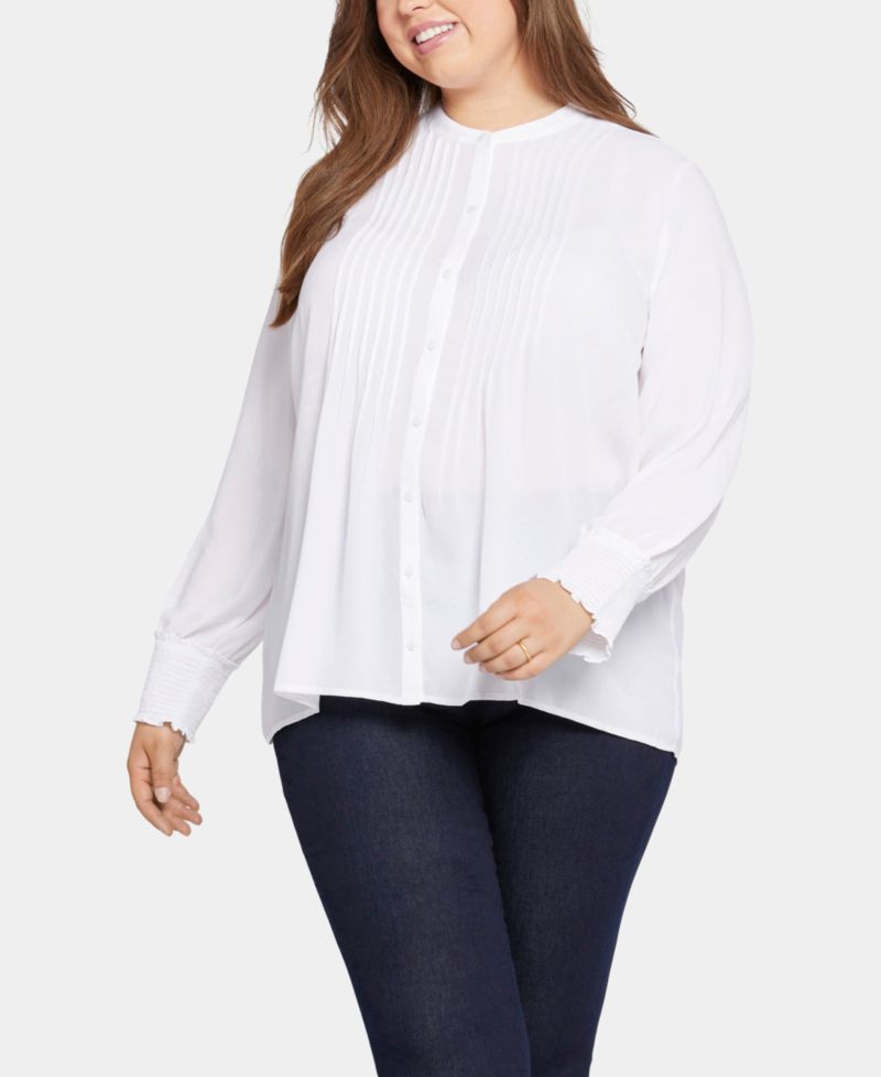 Plus Size Pleated Peasant Blouse