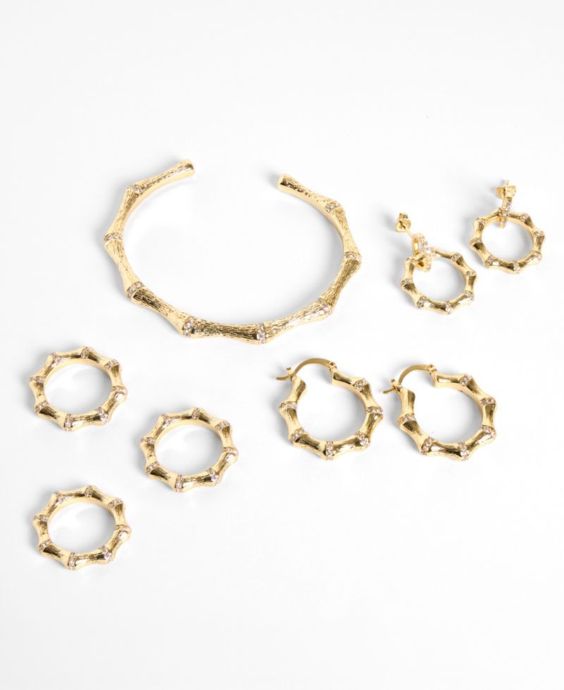 Gold-Plated Cubic Zirconia Cuff Bracelet