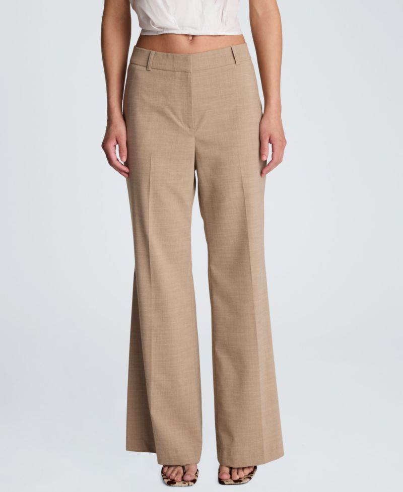 Women's Fly-Front Mid-Rise Flare Pants with Split Hem
