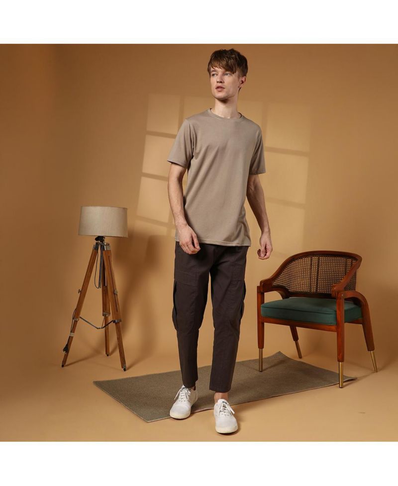 Men's Cloud Grey Solid Regular T-Shirt
