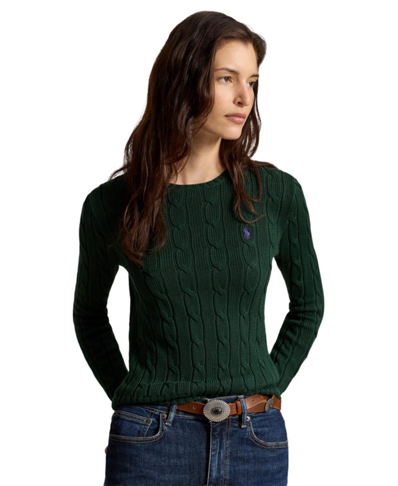 Women's Cable-Knit Cotton Crewneck Sweater