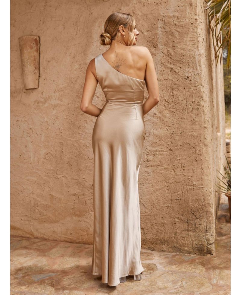 Women's One Shoulder Satin Bridesmaid Dress