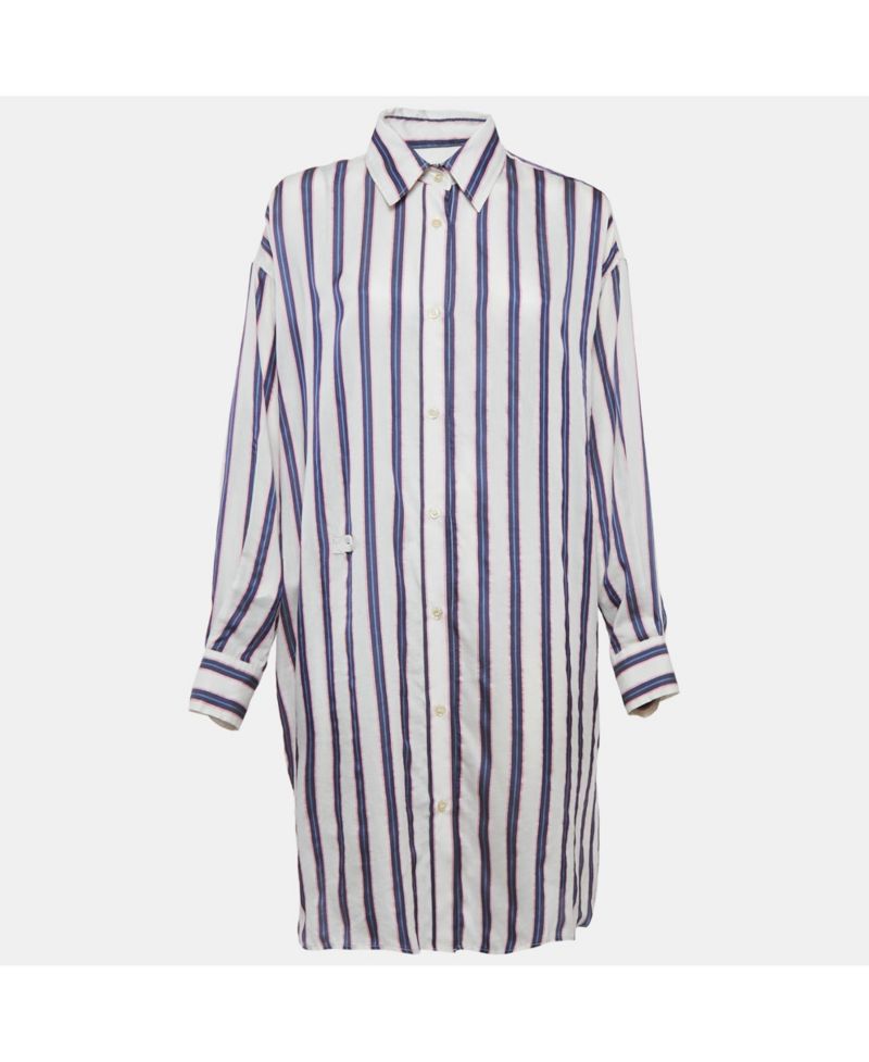 Women's Etoile White/blue Stripe Cotton Blend Seenli Dress