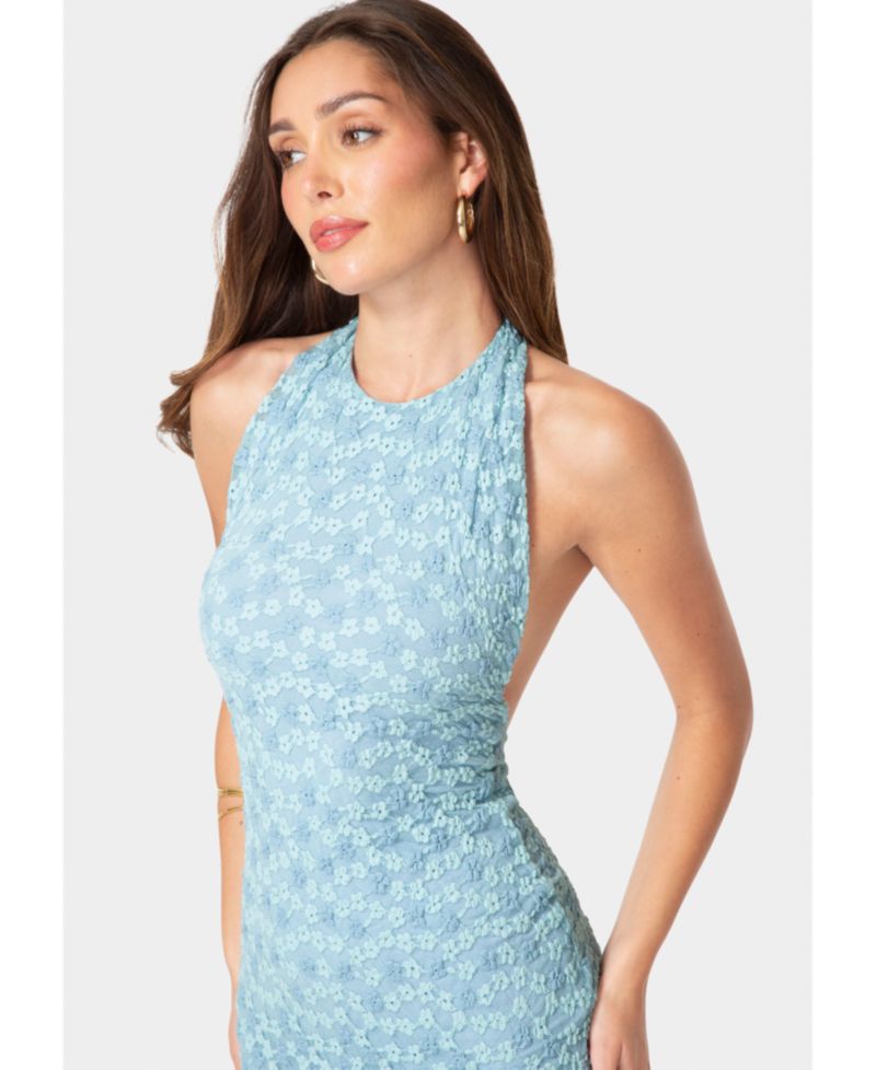 Womens Daisy Lace High Neck Cowl Maxi Dress