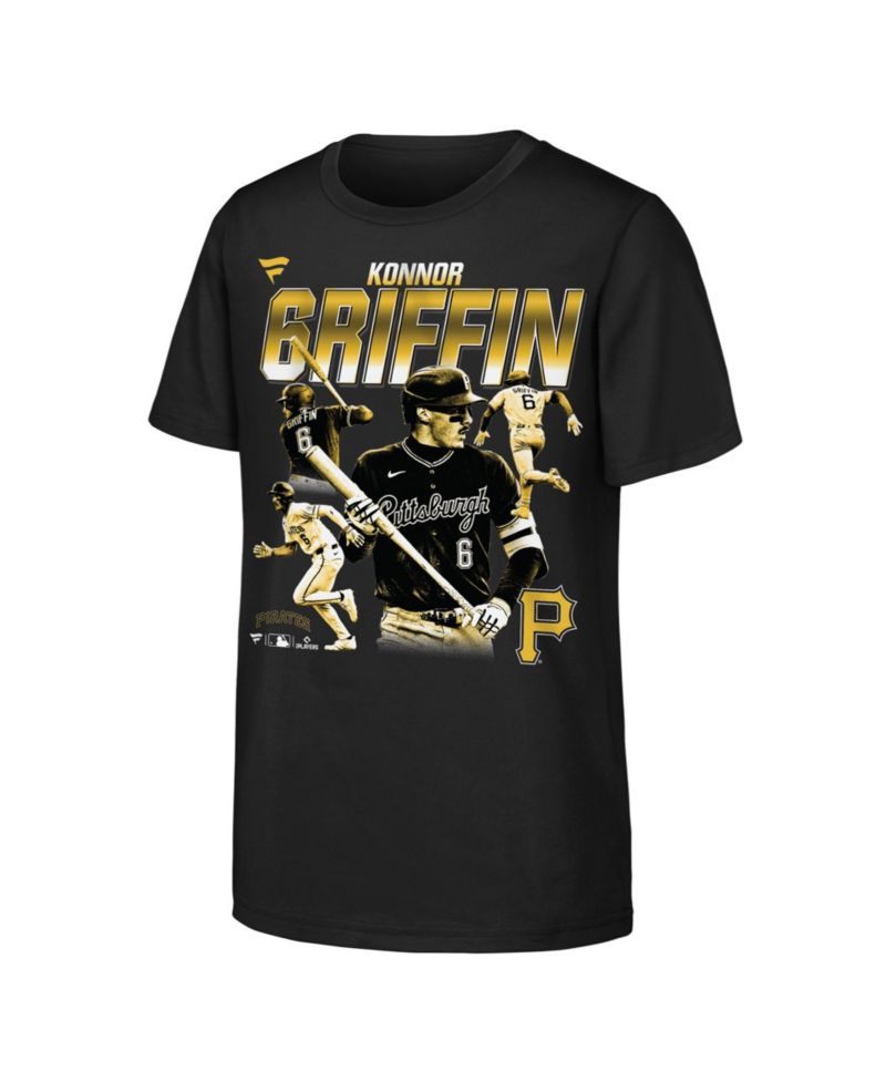 Big Boys and Girls Konnor Griffin Black Pittsburgh Pirates Multi-Pic Name & Number T-Shirt