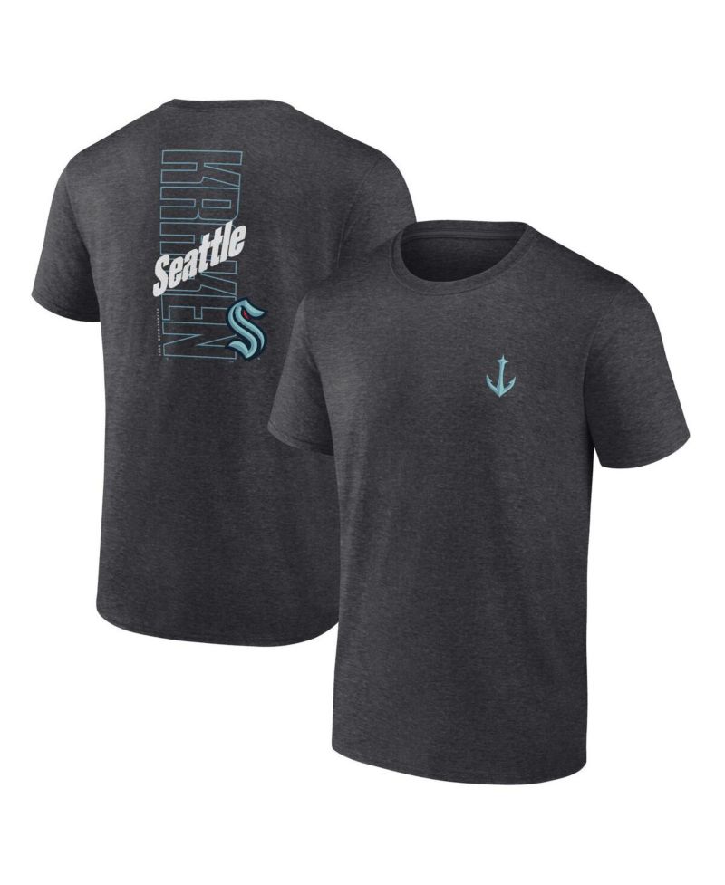Men's Heather Charcoal Seattle Kraken Backbone T-Shirt