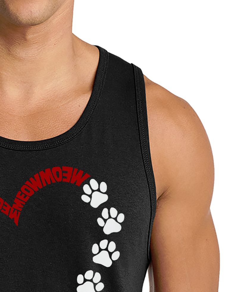 Men's Cat and Dog Love Heart Graphic Tank Top