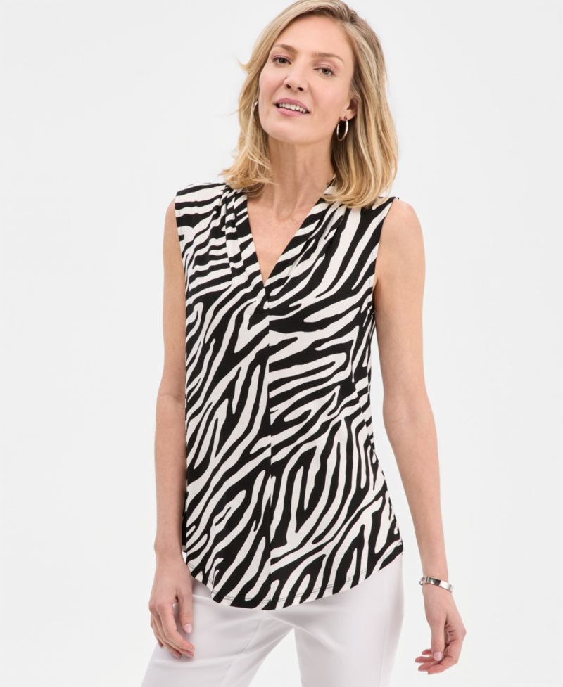 Women's Printed Sleeveless V-Neck Knit Top