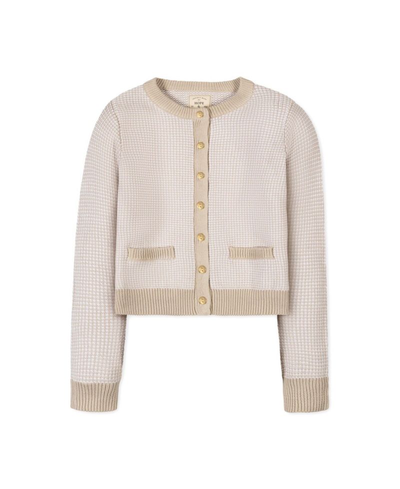 Hope and Henry Women's Organic Tweed Stitch Sweater Cardigan