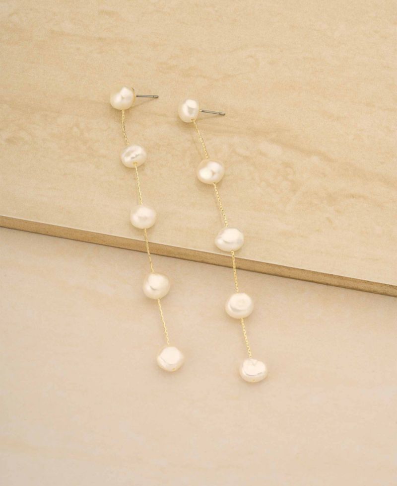 Imitation Pearls Earrings Dripping in 18K Gold Plating