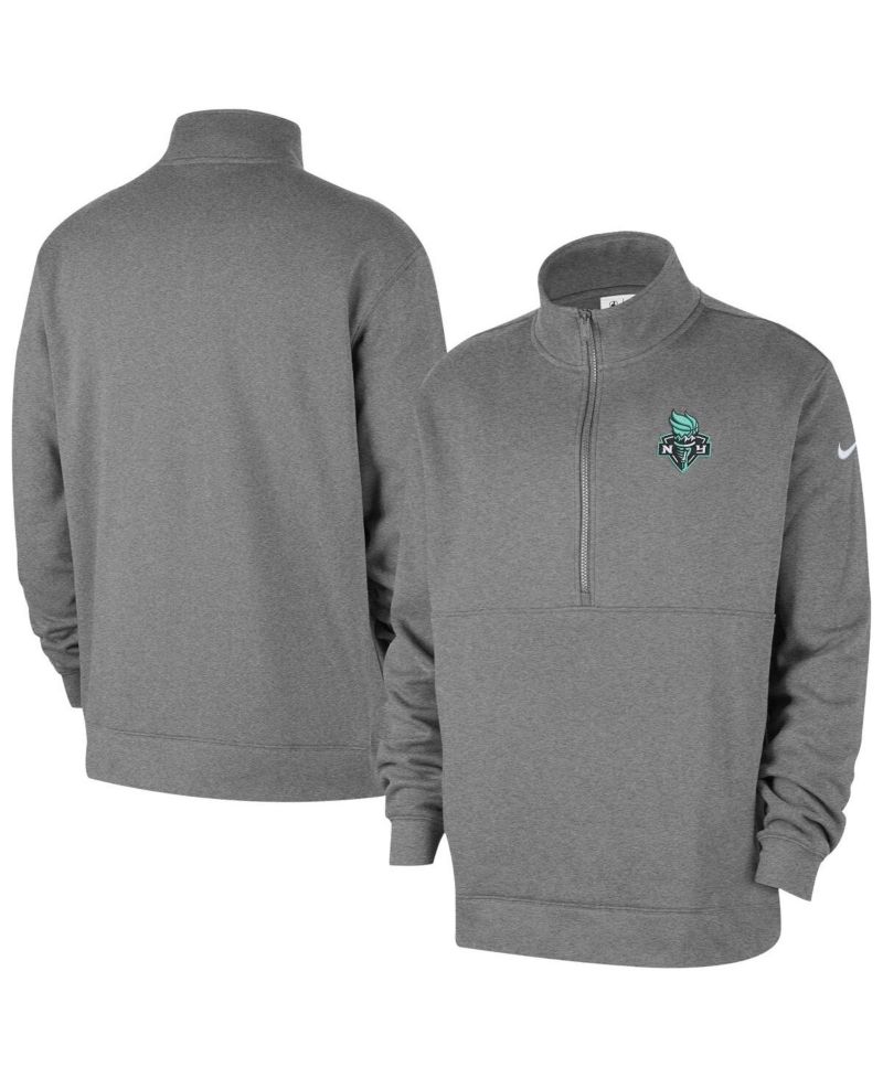 Men's Heather Gray New York Liberty React Club Half-Zip Pullover Sweatshirt