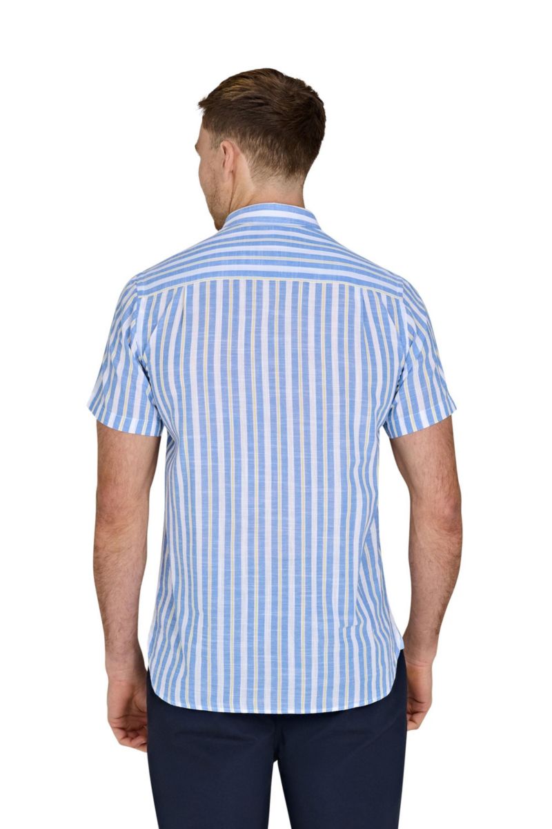 Men's Short Sleeve Cotton Linen Look Shirt