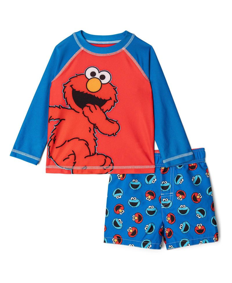 Baby Boys (12-18) months 2-Piece Swimwear Rash Guard and Swim Trunks Set