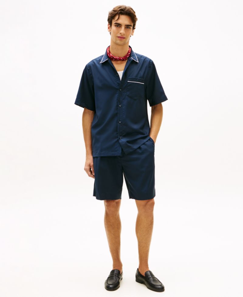 Men's Luxe Summer Wool Short-Sleeve Button-Front Shirt