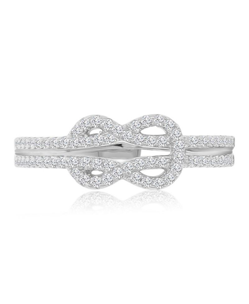Infinity Knot Cubic Zirconia Ring in Rhodium Over Sterling Silver