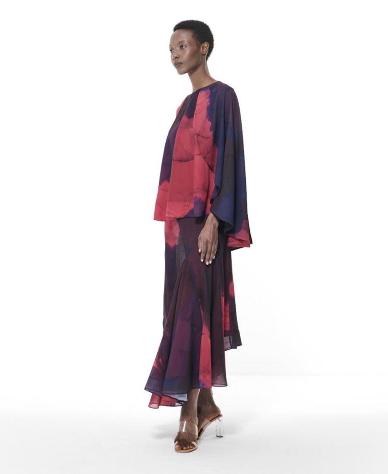 Women's Cape Sleeve Printed Blouse