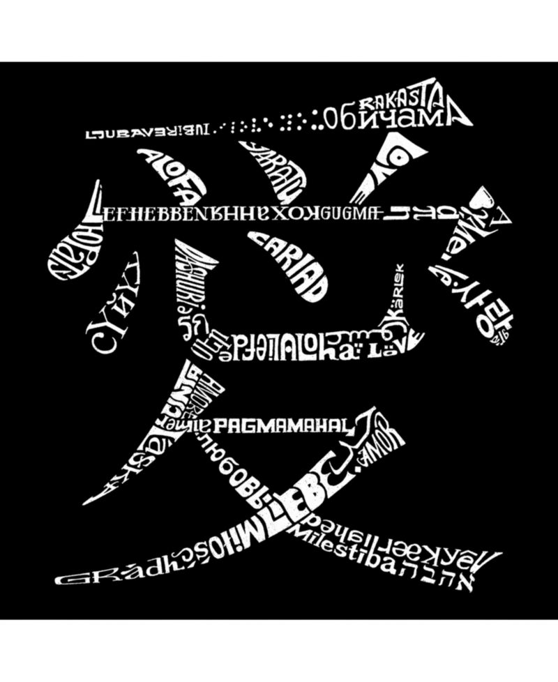 Men's Cotton/Poly Blend Word Art T-Shirt - The Word Love in 44 Languages
