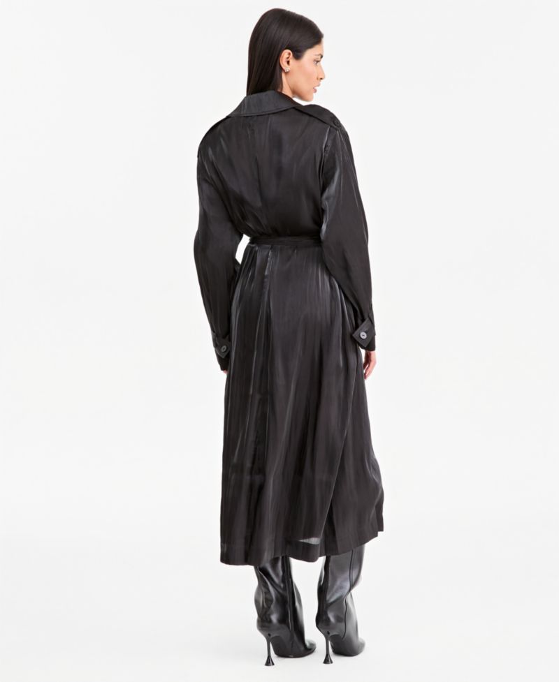 Women's Sheer Organza Double-Breasted Trench Coat