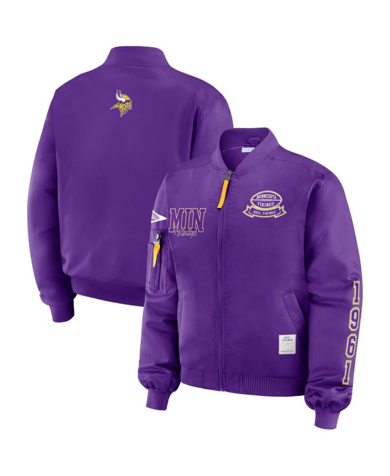 Women's Purple Minnesota Vikings Patch Full-Zip Bomber Jacket