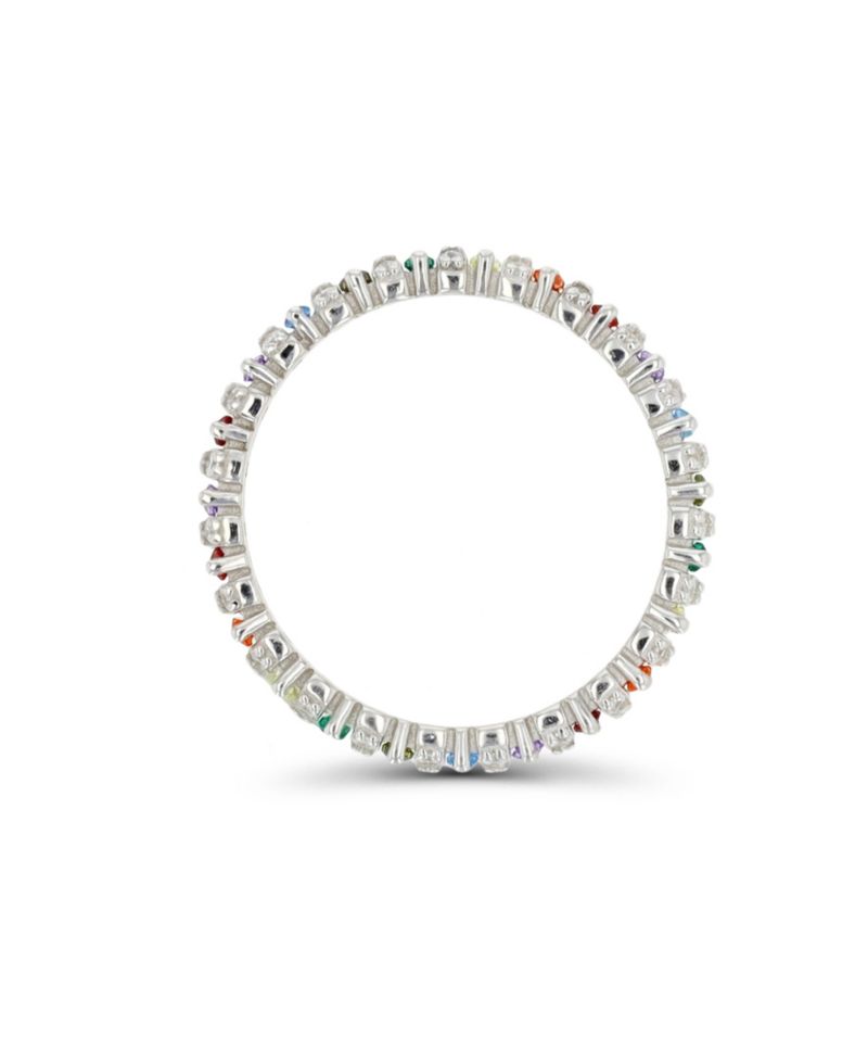 Created Spinel, Created Corundum, Nano and Cubic Zirconia in Sterling Silver Eternity Ring