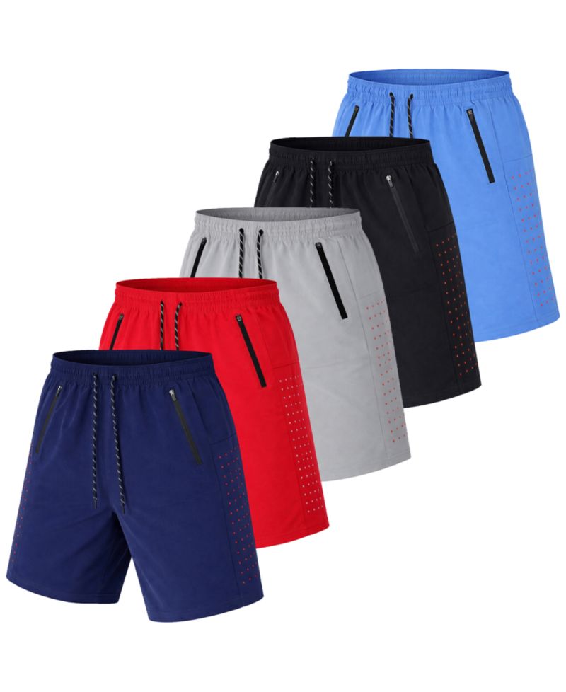Men's 5-Pack Performance Training Zipper Pockets Shorts
