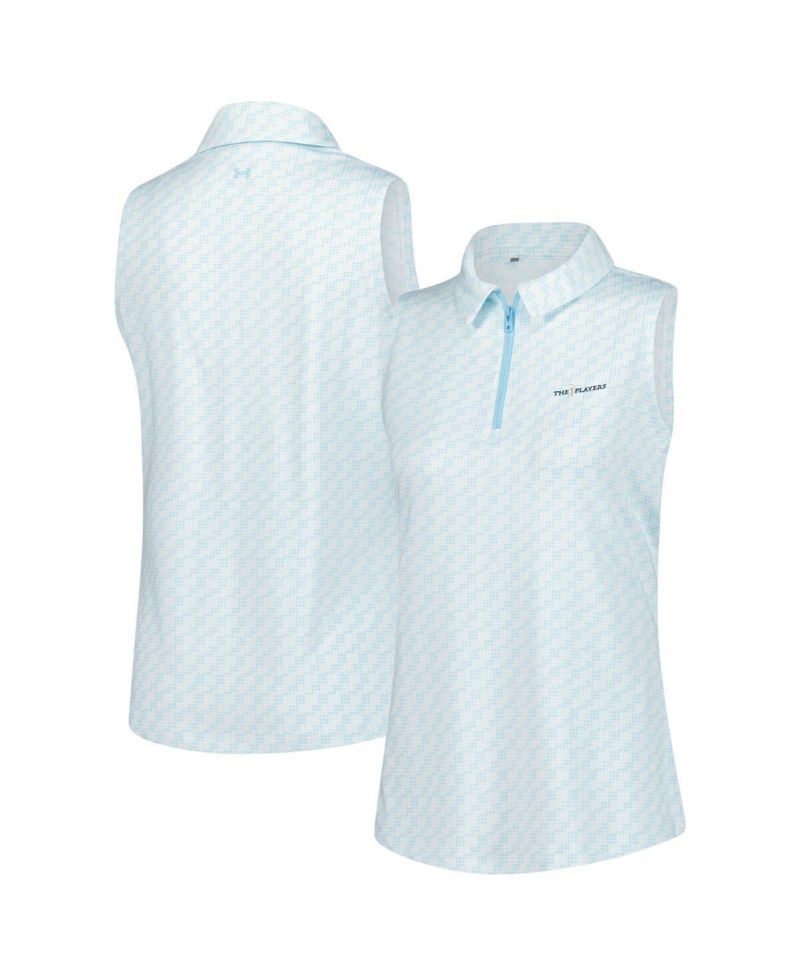 Women's Aqua THE PLAYERS Drive Clubhouse Grid Sleeveless Polo Shirt