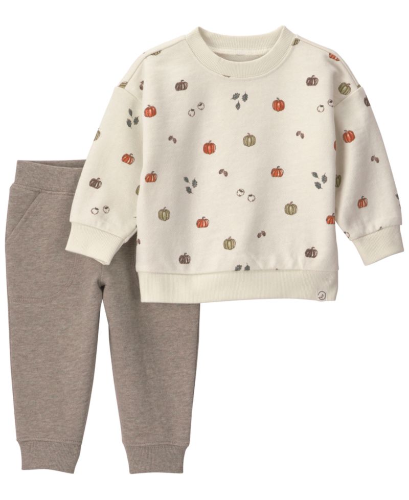 Baby Boys' or Baby Girls' Long-Sleeve French Terry Top and Pants, 2-Piece Set