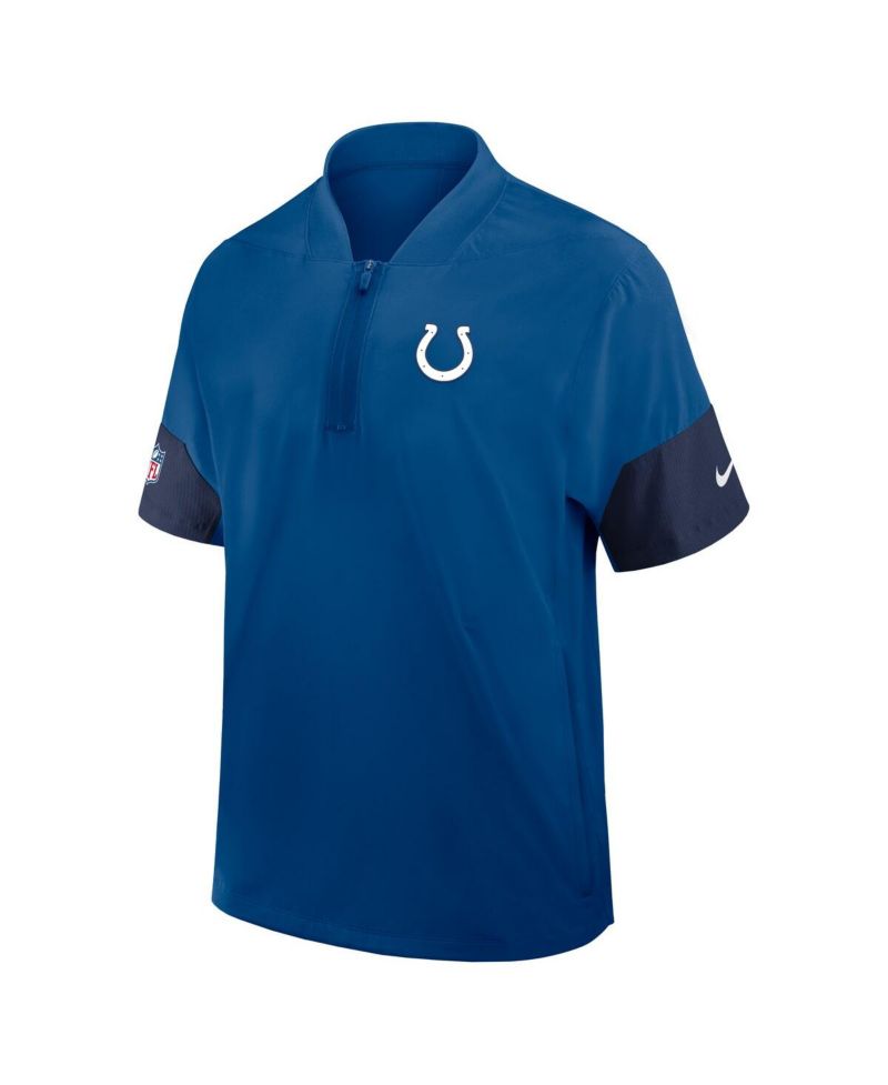 Men's Royal Indianapolis Colts Sideline Short Sleeve Quarter-Zip Performance Coach Jacket