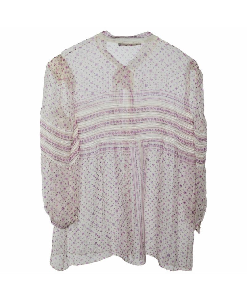 Women's Floral Print Silk Tie-Neck Blouse