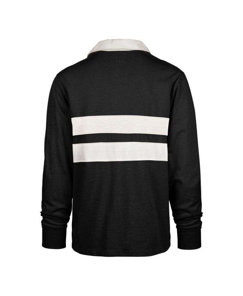 Men's Black Texas Longhorns Clubhouse Knox Thames Long Sleeve Rugby Polo Shirt